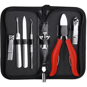 7-delige Manicure Set - Nagelknipper - Nagelschaar - Vijl - Nageltang & Tools voor Kalknagels en Ingegroeide Teennagels - zwart