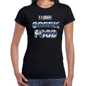 I love Greek food t-shirt zwart met kleuren Griekse vlag - dames - Griekenland - Grieks eten t-shirts XXL