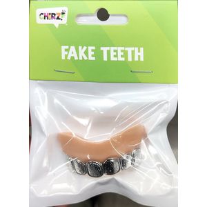 Fake teeth Nep tand feestartikelen fopartikelen zilveren tanden