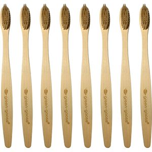 Bamboe tandenborstels  -  100 % BAMBOE - familiepack - 8 stuks