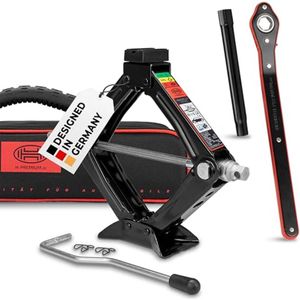 Schaarkrik met Ratel, Zwenkwielen en Rubber Pad - 1 Ton Capaciteit