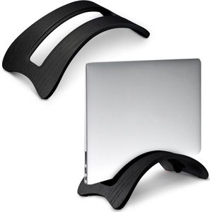 kalibri verticale laptopstandaard voor MacBook - Houten standaard - Geschikt voor laptops met 14,5 tot 16 mm dikte - Eikenhout - Zwart