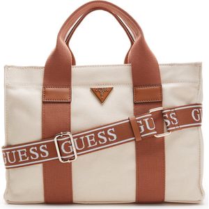 Guess Canvas Small Tote Dames Handtas - Natural/Cognac - One Size