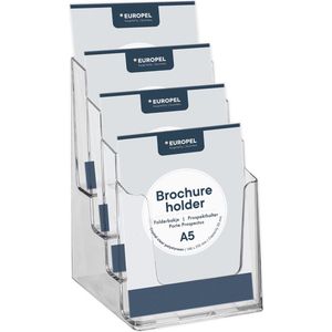Europel Folderbakjes meervoudig – Flyers, Folders & Visitekaartjes – 4x A5 – 14,8 x 21 cm – Glasheldere presentatie – Beurzen en kantoren