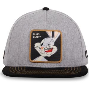 Looney Tunes Bugs Bunny Snapback Flat Visor Fitted Cap - Grey - Capslab