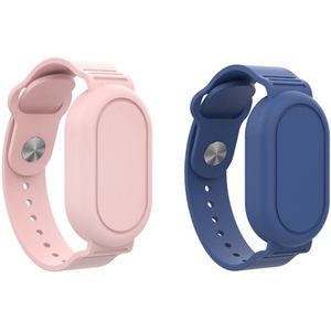 2 STUKS - Premium Armband geschikt voor Samsung Smarttag 2 | horloge voor Kinderen met Sluiting | Smarttag2 sleutelhanger Hoesje Kind | Polsband GPS Horloge Kind | Trackers Band | Kinder Horloge | Peuter | GPS Horloge Senioren - Roze en blauw