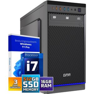 Intel Ultra Compleet Desktop PC | Intel Core i7 | 16 GB RAM | 512GB SSD M.2 | DVD+RW | Windows 11 Pro | Business Office Multimedia Computer