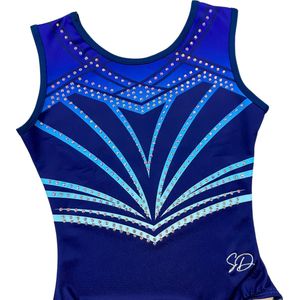 Sparkle&Dream Turnpakje Charlie Blauw - Maat INT 110/116 - Gympakje voor Turnen, Acro, Trampoline en Gymnastiek