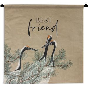 Wandkleed - Wanddoek - Best friend - Quotes - Spreuken - Vrienden - 60x60 cm - Wandtapijt
