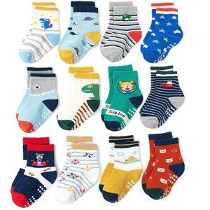 CozyWay Antislip Sokken Voor Baby's En Kinderen – Gripzolen, Elastische Enkels, Set Van 6 Of 12 Paar