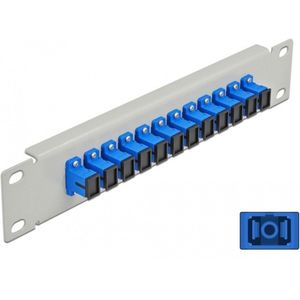Delock - 10 Inch Glasvezel Patch Panel - 12 Poorten SC Simplex - Blauw - Grijs - Metaal