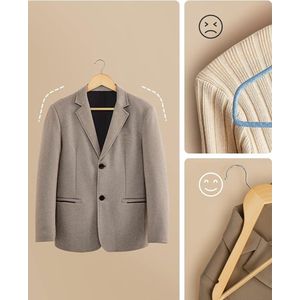 Houten Kleerhangers Set Van 20 – Massief Hout Met Inkepingen - Anti-Slip - 360° Draaibare Haak – Ideaal Voor Jassen - Hemden En Broeken (Natuur)