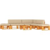 The Living Store Pallet Loungeset - Tuinmeubelset - 110 x 65 x 55 cm - Grenenhout - Beige