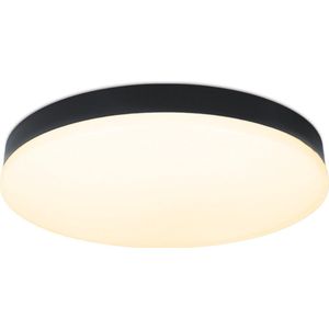 Lumi - Badkamer Plafondlamp - 18W 1500 lumen - Zwart Ø30 cm - IP54 waterdicht - 2700K Warm wit - Diffuus melkglas effect - LED Plafonniere