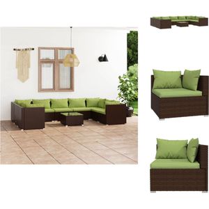 vidaXL Poly Rattan Hoekbank Set - Bruin - Modulair Design - Waterbestendig PE-rattan - Stevig frame - Comfortabele kussens - Tuinset