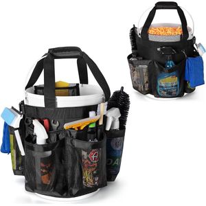 Emmer gereedschap-organizer, autowas-emmer, caddy met anti-valhaak en gesp, 15 liter reinigingsemmer opbergtas voor thuis, auto, tuin en visbenodigdheden, alleen tas