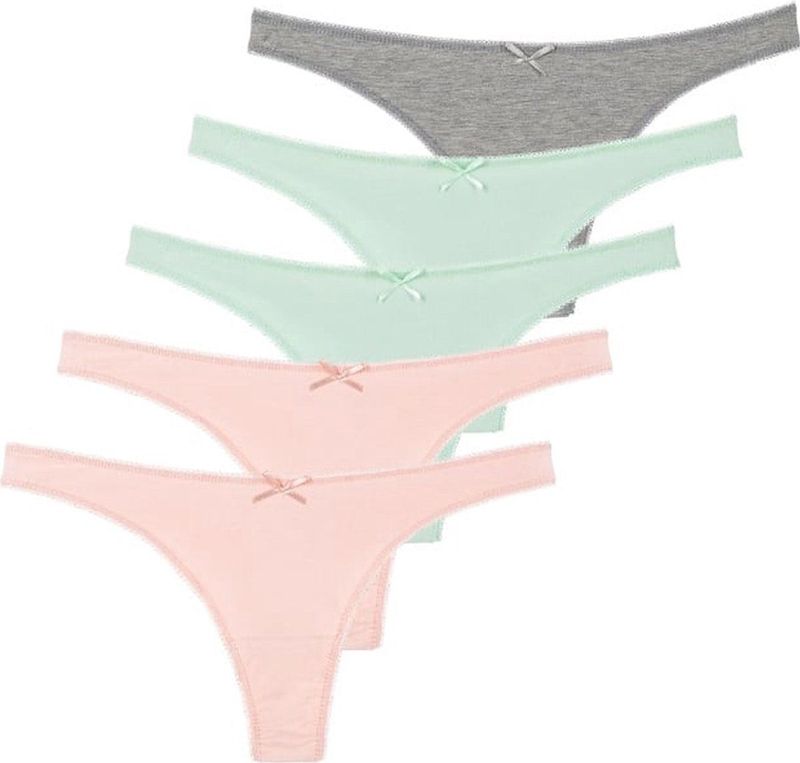 Katoenen Dames Strings - Grijs - Set van 5 Stuks