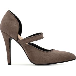 Andres Machado Suede look Mary Jane pumps, Taupe