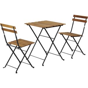 Bistroset Bovino 3-delig tuintafel met 2 tuinstoelen zwart en naturel casa.pro