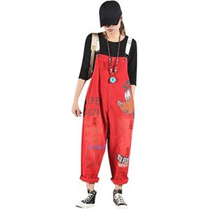 Dames Gedrukte Jeans Dungarees Mouwloze Playsuit Denim Jumpsuit Overalls