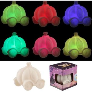 Nachtlamp prinses koets cadeau voor kinderkamer prinsessen. Lamp lampje met verschillende kleuren licht.