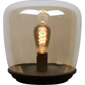 Atmooz - Tafellamp Unami - E27 - Slaapkamer / Woonkamer - Sfeerlamp Industrieel - Glazen kap + metalen schotel - Hoogte 30cm