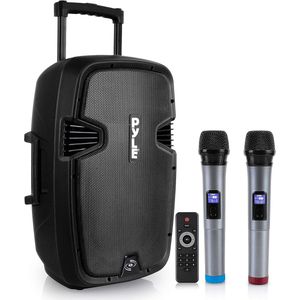 Pyle - Draagbaar PA Luidsprekersysteem - 1000W - Bluetooth - Karaoke met 2 Microfoons en Afstandsbediening