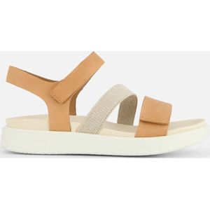 Ecco - Flowt - Zomerschoen - Bruin/grijs - Klittenbandsluiting - Plateauhak