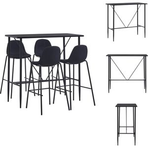vidaXL Barset Modern - Bartafel 120x60x110 cm - Inclusief 4 barstoelen - Zwart - Set tafel en stoelen