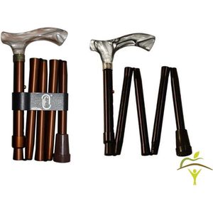 Finna wandelstok plooi- en verstelbaar houten of metacryl handvat : grijs/zwart, zwart aluminium