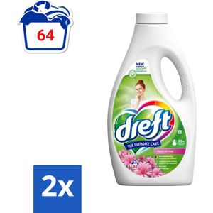 Dreft Vloeibaar Wasmiddel Touch of Pink 32 Wasbeurten 1,4 liter - Voordeelverpakking - 2 stuks