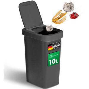 Stylishe 10L Vuilnisemmer met Klapdeksel en Swingdeksel - Anti-Geuroverlast voor Badkamer en Keuken