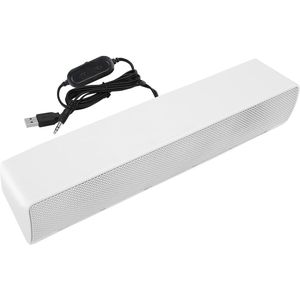 Portable Soundbar, Stereo Soundbar with USB Cable Music Player, Bass Surround Soundbox with 3.5mm Audio Plug for PC, Mobile Phones, Desktop, Laptop, TV, Tablet MP3, MP4 (White)