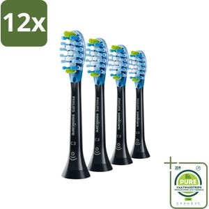 Philips Sonicare - Opzetborstels - C3 Premium Plaque Defense - Grondige Reiniging - 4 opzetborstels - HX9044/33 - Voordeelverpakking - 12 stuks - Tandplak verwijderen - Elektrische tandenborstel