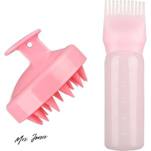 Mrs. Jones Wortelkam Applicator Fles Hoofdhuid Massager Shampoo Borstel Haarkleurstof Behandeling - Roze .