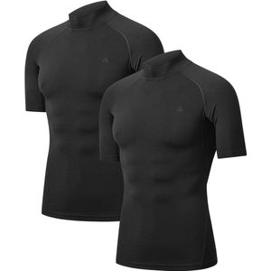 DANISH ENDURANCE - Compressie Sport Shirt - Zwart - Heren - Korte Mouwen - 2 pack