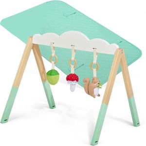 Baby Speelkleed Met Boog - Babyspeelgoed 0 Jaar - Kinderspeelgoed 1 Jaar - Speelmat - Babygym Hout - Groen