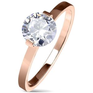 Ring Dames - Ringen Dames - Ringen Vrouwen - Rosé Goudkleurig - Gouden Kleur - Ring - Verleidelijk Steentje - Solitaire