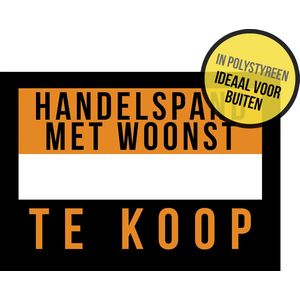 Bord polystyreen ""Handelszaak met woonst te koop"" | 40 x 30 cm | Ideaal voor buiten | Overname | Winkel | Retail | Immo | Vastgoed | Verkoopsruimte | Handelspand | Makelaar | 1 stuk