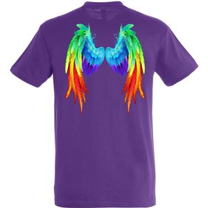 T-shirt Regenboog Vleugels | Love for all | Gay pride | Regenboog LHBTI | Paars | maat L