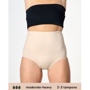 Moodies menstruatie & incontinentie ondergoed - Shaping High Waist Hiphugger - moderate/heavy kruisje - beige - maat 3XL - period underwear