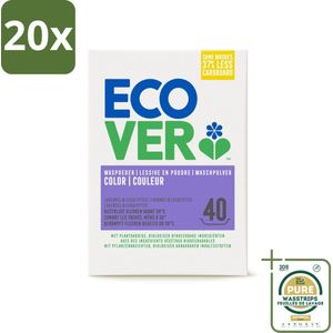 20 x Ecover - Waspoeder Color - Voor gekleurde was - 3 kg - 40 wasbeurten - Grootverpakking - Gekleurde Was - Waspoeder - Kleuren Behouden - Vlekken Verwijderen - Duurzaam Wasmiddel