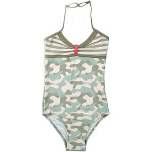 DJ Dutch jeans-Girls Swimsuit - Faded light pink+army green aop