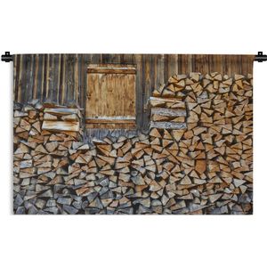 Wandkleed Brandhout - Brandhout voor een houten muur Wandkleed katoen 150x100 cm - Wandtapijt met foto