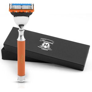 Haryali London 5 Edge Scheermes voor Mannen - Smart Grip 5 Blade Damesscheermes & Herenscheermes - Lichaams- en Gezichtsscheermes - Herbruikbaar Scheermes - Oranje