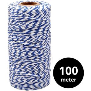 BBQBuddies Slagerstouw - Bindtouw - Rolladetouw - Keukentouw - Blauw/Wit Touw