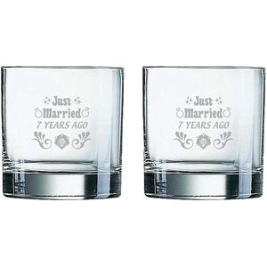 Gegraveerde set Whiskeyglazen 38cl Just Married 7 years ago