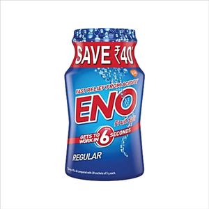 Eno Fruit Salt Regular 100 g Pot (Blauw) – Snel Werkend Antacid tegen Maagzuur & Brandend Gevoel | Neutraliseert Zuur in 6 Seconden | Klinisch Getest Uit India met Kajal Stikcer