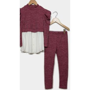 Kinder kleding set | broek & blouse truitje | rood/paars | maat 164