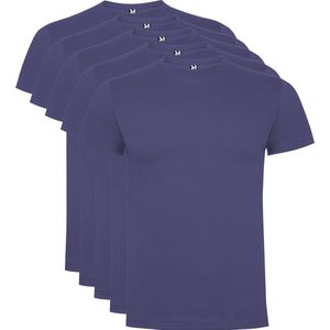 5 Pack Roly Dogo Premium Heren T-Shirt 100% katoen Ronde hals Denim Blauw, Maat XXL